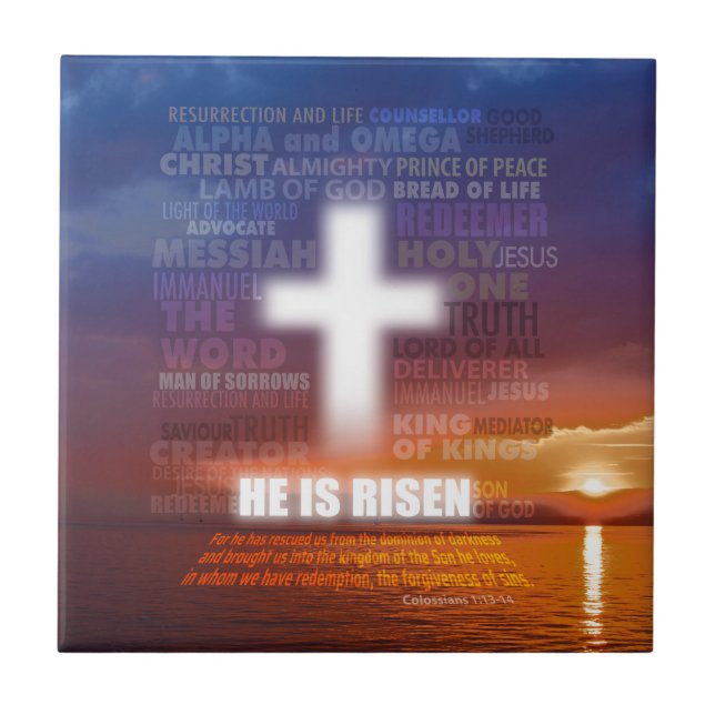 He is Risen - Easter Ceramic Tile (Front)