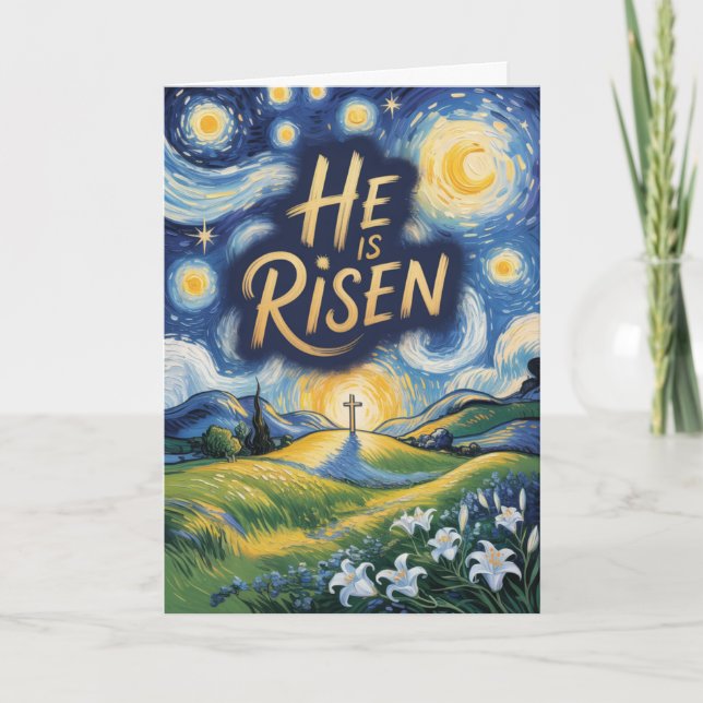 He Is Risen Easter Church Card (Front)