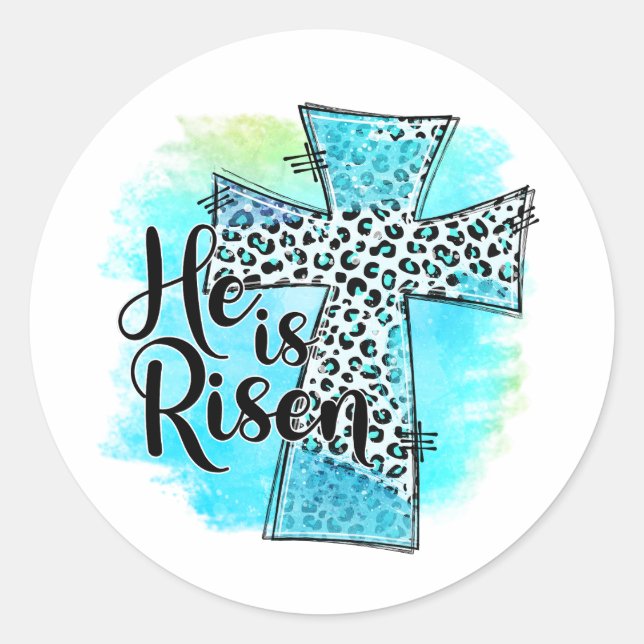 He is Risen Easter Classic Round Sticker (Front)