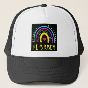 He Is Risen Easter Colourful Rainbow Trucker Hat
