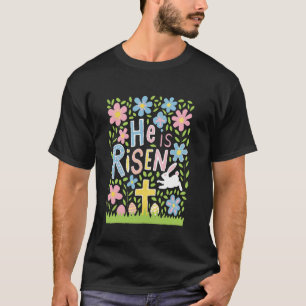 He Is Risen Easter Cross Coquette Jesus Christian T-Shirt
