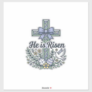 He Is Risen Easter Cross Vintage Vector