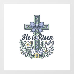 He Is Risen Easter Cross Vintage Vector