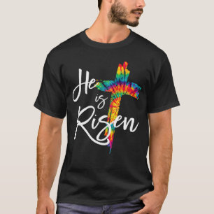 He Is Risen Easter Day Jesus Cross Religious Tie D T-Shirt