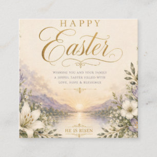 He Is Risen Easter, Elegant Floral Cross Christian Enclosure Card
