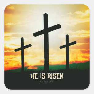 HE IS RISEN - EASTER ILLUSTRATION  SQUARE STICKER