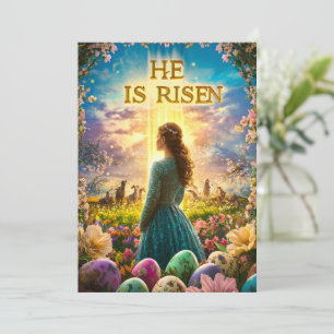 He is risen Easter Jesus Religious Holiday Card