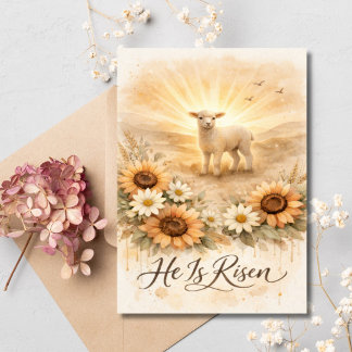 He is Risen Easter Lamb Christian Religious  Holiday Card