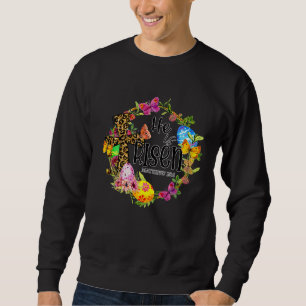 He Is Risen Easter Leopard Cross Bible Verse Pray Sweatshirt