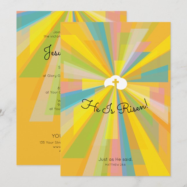 He Is Risen Easter Service Invitations (Front/Back)