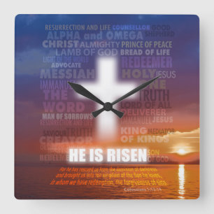 He is Risen - Easter  Square Wall Clock