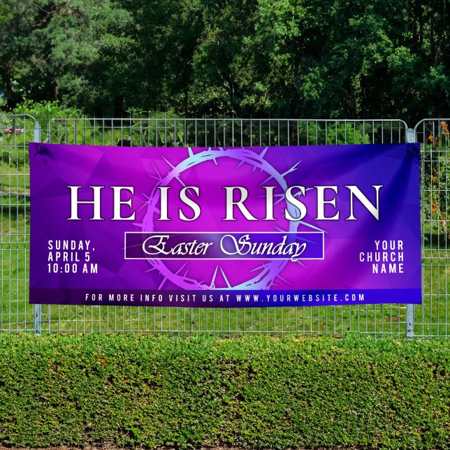 He Is Risen Easter Sunday Church Banner (Creator Uploaded)