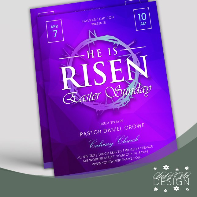 He Is Risen Easter Sunday Church Flyer (Creator Uploaded)