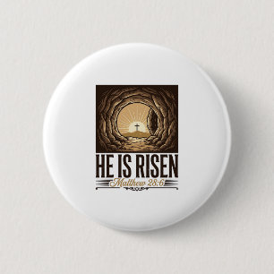 He Is Risen Easter Tomb Cross Vintage Christian Sh 6 Cm Round Badge