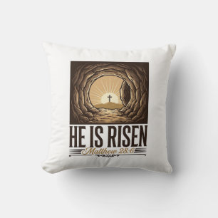 He Is Risen Easter Tomb Cross Vintage Christian Sh Cushion
