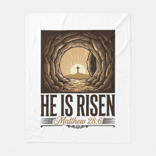 He Is Risen Easter Tomb Cross Vintage Christian Sh Fleece Blanket
