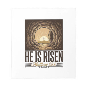 He Is Risen Easter Tomb Cross Vintage Christian Sh Notepad