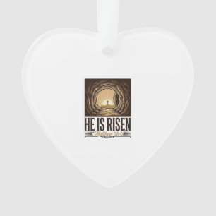 He Is Risen Easter Tomb Cross Vintage Christian Sh Ornament