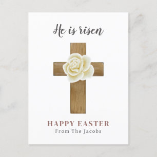 He is risen   Elegant Christian Floral Easter  Holiday Postcard