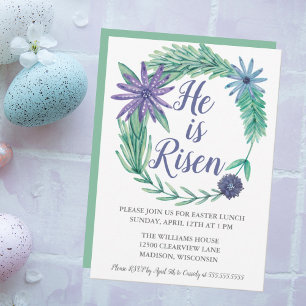 He is Risen Elegant Religous Easter Party Invitation