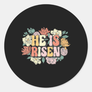 He Is Risen Floral Christian Happy Easter Women Gi Classic Round Sticker