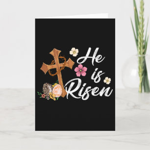 He Is Risen Floral Cross Christian Vintage Happy E Card
