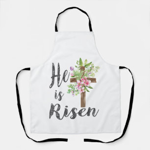 He is Risen Floral Cross Vintage Happy Easter T-Sh Apron