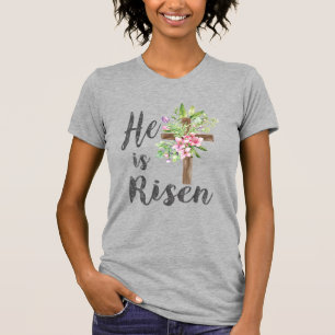 He is Risen Floral Cross Vintage Happy Easter T-Sh T-Shirt