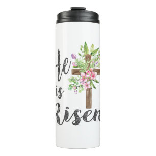 He is Risen Floral Cross Vintage Happy Easter T-Sh Thermal Tumbler