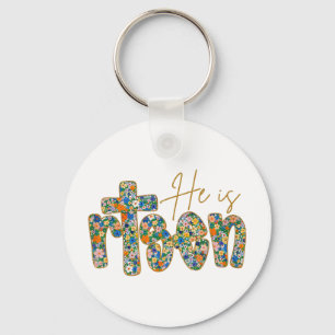 He Is Risen Floral Spring Easter Jesus Christian F Key Ring