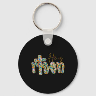 He Is Risen Floral Spring Easter Jesus Christian F Key Ring