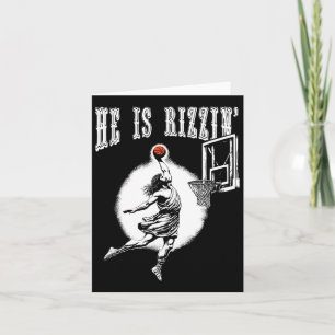 He Is Risen Funny Easter Jesus Playing Bysketbyll  Card