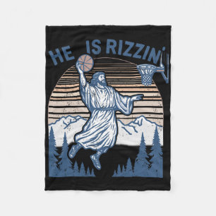 He Is Risen Funny Easter Jesus Playing Sketll Mens Fleece Blanket