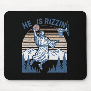 He Is Risen Funny Easter Jesus Playing Sketll Mens Mouse Pad