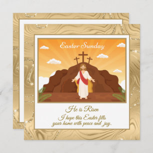 He Is Risen" Happy Easter - Customisable Religious Card