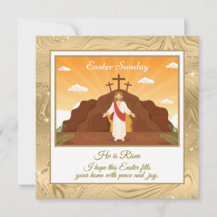He Is Risen" Happy Easter - Customisable Religious Holiday Card