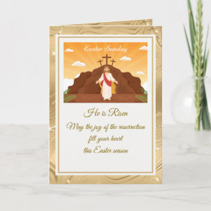 He Is Risen" Happy Easter - Customisable Religious Note Card
