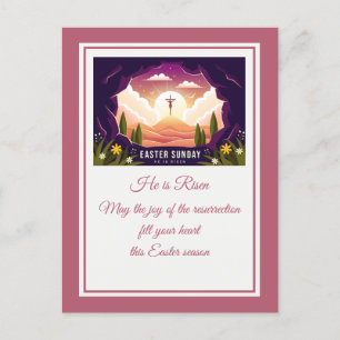 He Is Risen" Happy Easter - Customisable Religious Postcard