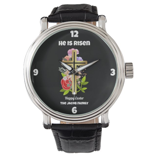He is risen, Happy easter, family Religious  Watch (Front)