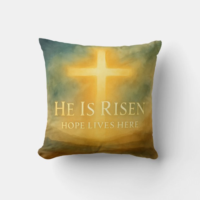 He Is Risen Hope Lives Here Easter 2026 Cushion (Front)