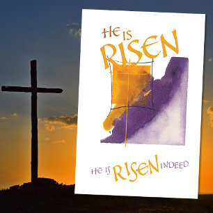 HE IS RISEN INDEED EASTER PURPLE GOLD POSTER