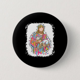 He Is Risen Jesus And Lamb God Happy Easter Christ 6 Cm Round Badge
