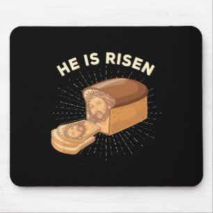 He Is Risen Jesus Christ Easter Pun Christian Brea Mouse Pad