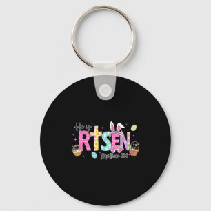 He Is Risen Jesus Christian Bunny Rabbit Eggs Happ Key Ring