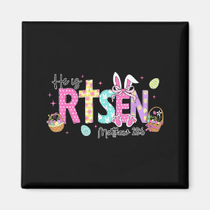 He Is Risen Jesus Christian Bunny Rabbit Eggs Happ Magnet