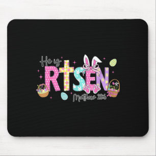 He Is Risen Jesus Christian Bunny Rabbit Eggs Happ Mouse Pad
