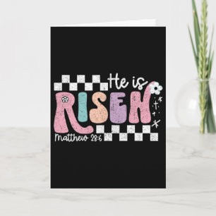 He Is Risen Jesus Christian Chequered Design Easte Card