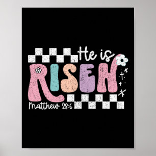 He Is Risen Jesus Christian Chequered Design Easte Poster