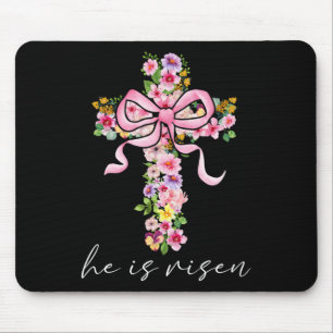 He Is Risen Jesus Christian Coquette Bow Happy Eas Mouse Pad