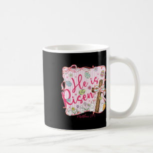 He Is Risen Jesus Christian Easter Coquette Bow Fa Coffee Mug